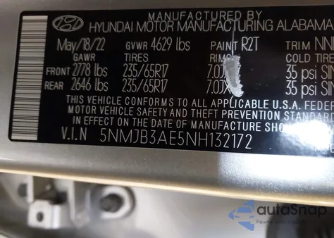 2022 Hyundai Tucson Sel из США, поврежденный, VIN 5NMJB3AE5NH132172